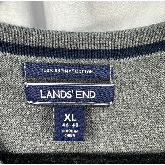 Lands' End Men's Gray Supima Cotton V-Neck Sweater Vest - Picture 6 of 7